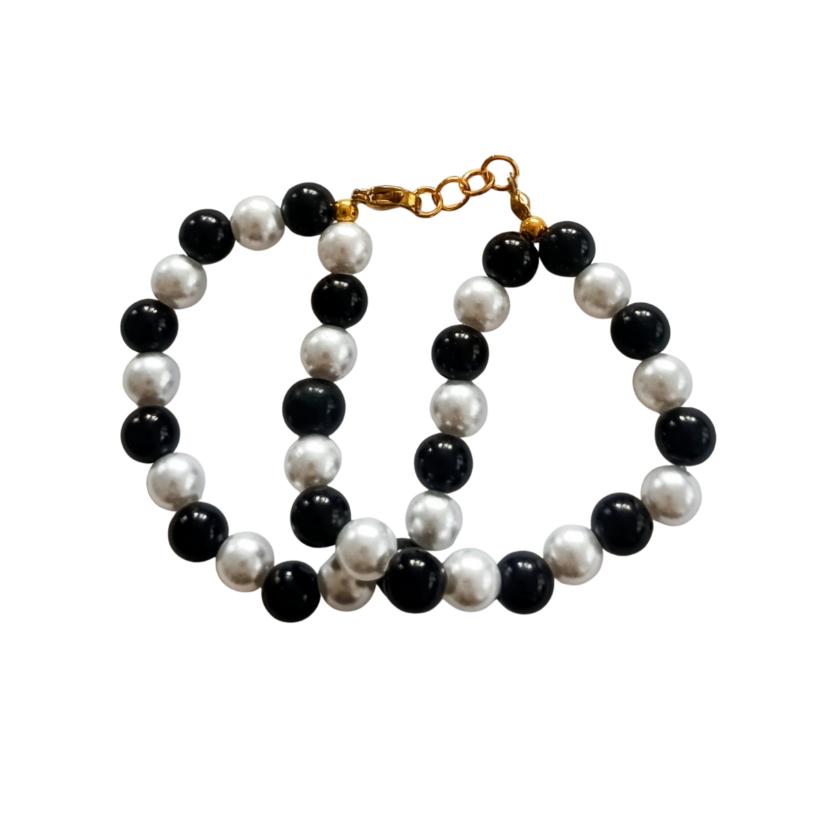 produkt1 Elegancka bransoletka z czarnych i białych perełek - obrazek 1